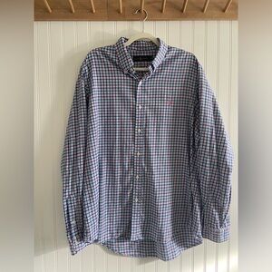 Ralph Lauren Button Down Cotton Long Sleeve Shirt Blue Pink Green White Plaid XL